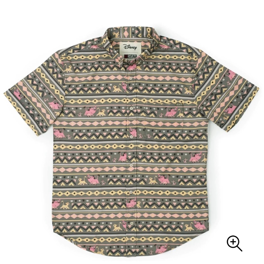 Disney Women's Button Down Shirt - Pink and Tan Geometric